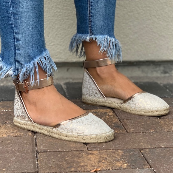 NIB Rose Gold Mary Jane Ankle Strap Espadrille - Picture 8 of 8